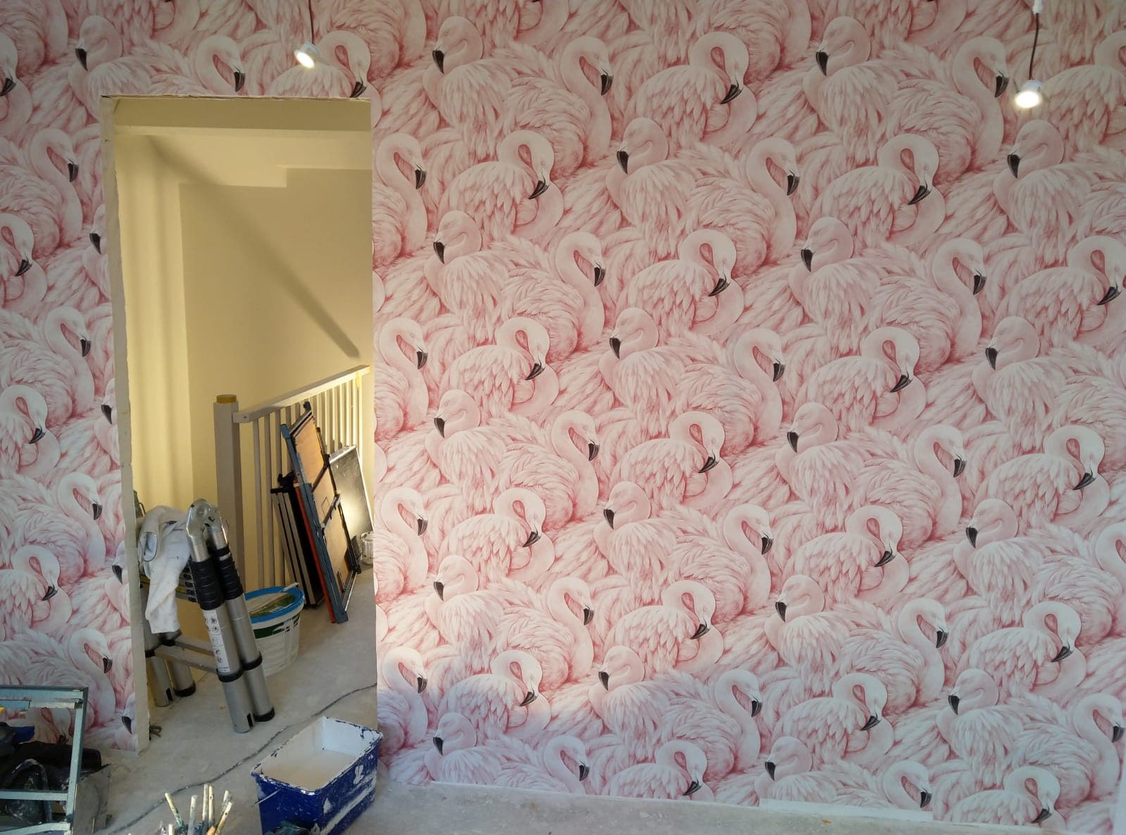 Flamingobehang van dichtbij